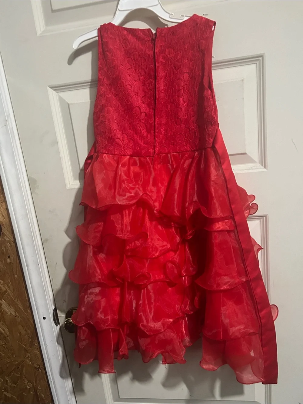 Sparkling Red Ruffle Girls' Formal Dress with Bow OL1kb